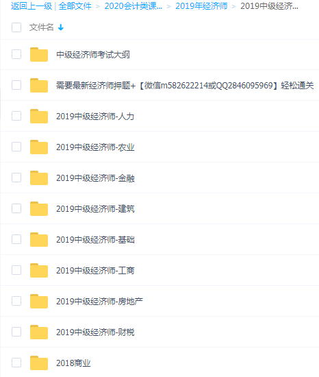2019中级经济师押题班百度云资源下载
