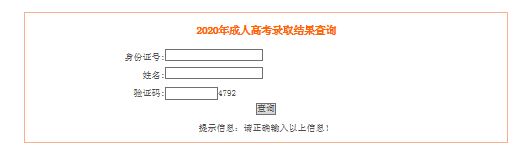 2020年安徽宣城成人高考录取结果查询入口