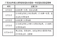 2020年广西成人高等学校招生全国统一考试招生录取时间为12月20日-25日