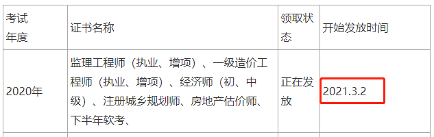 2020年四川眉山注册监理工程师考试合格证书领取通告