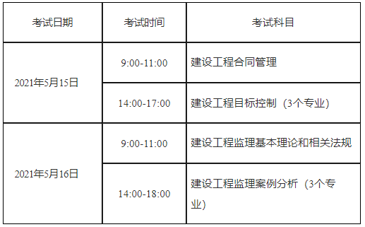 2021年广西注册监理工程师考试时间为5月15日-5月16日