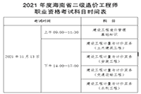 2021年海南二级造价工程师考试职业资格工作的通告